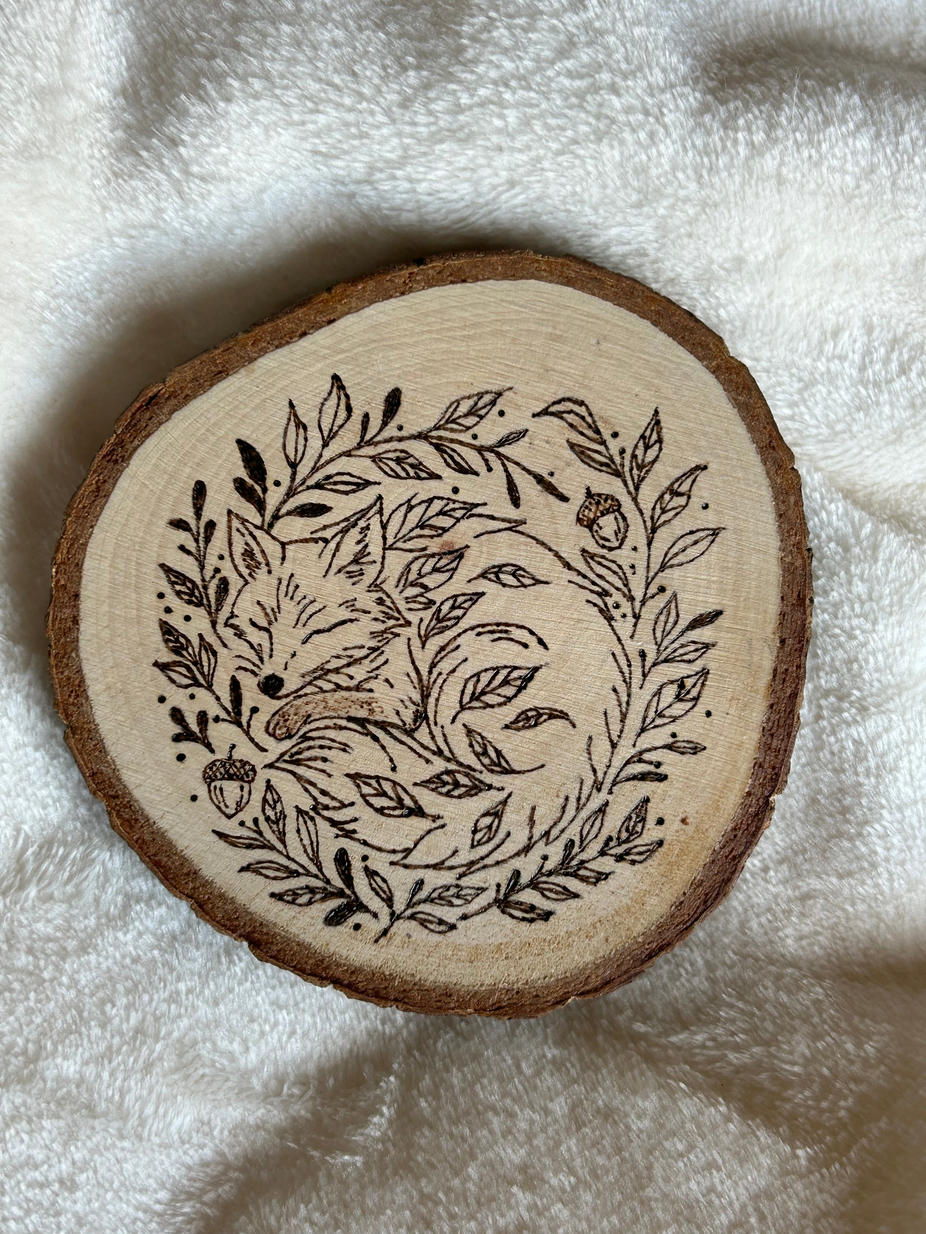 Duo de dessous de verre renard en bois