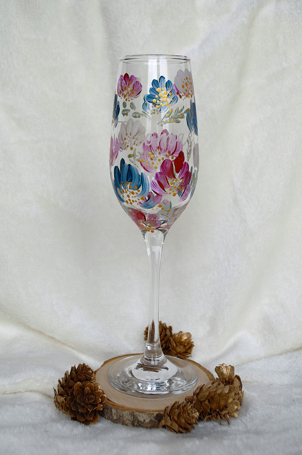 Flûte à champagne personnalisée motif fleuri