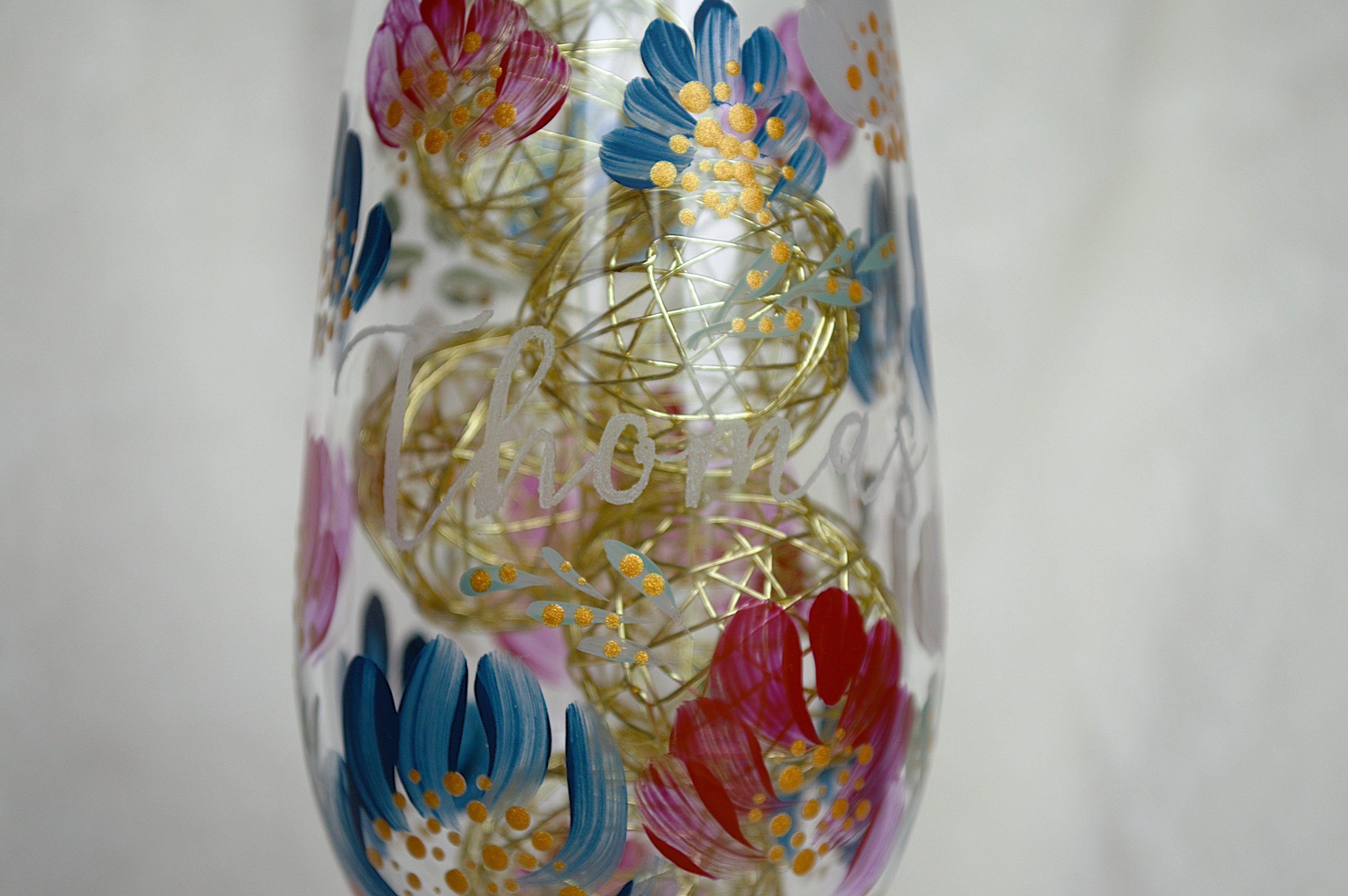 Flûte à champagne personnalisée motif fleuri