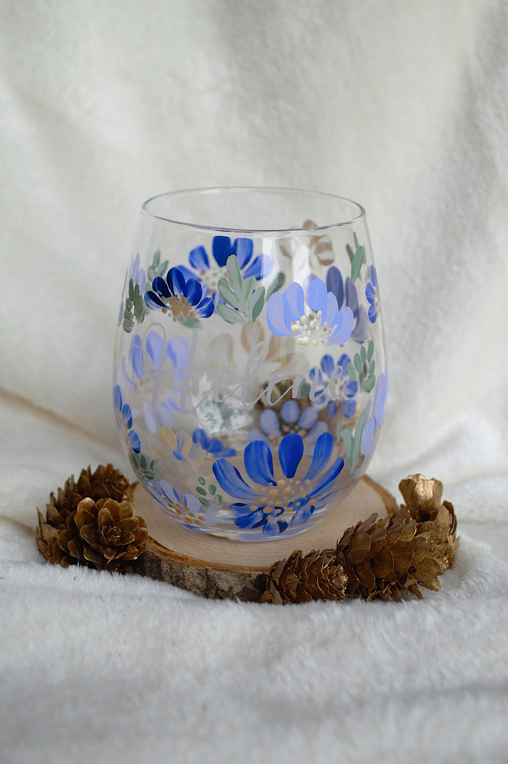 Verre à eau personnalisé motif fleuri