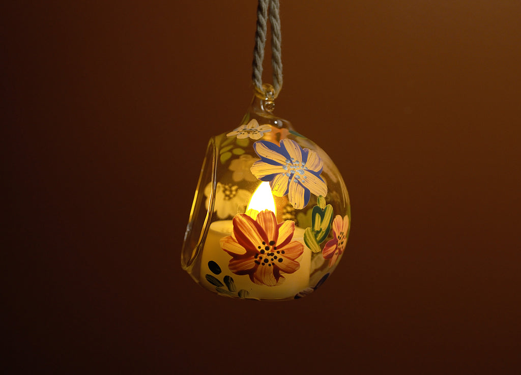 Boule en verre illuminée à suspendre personnalisée