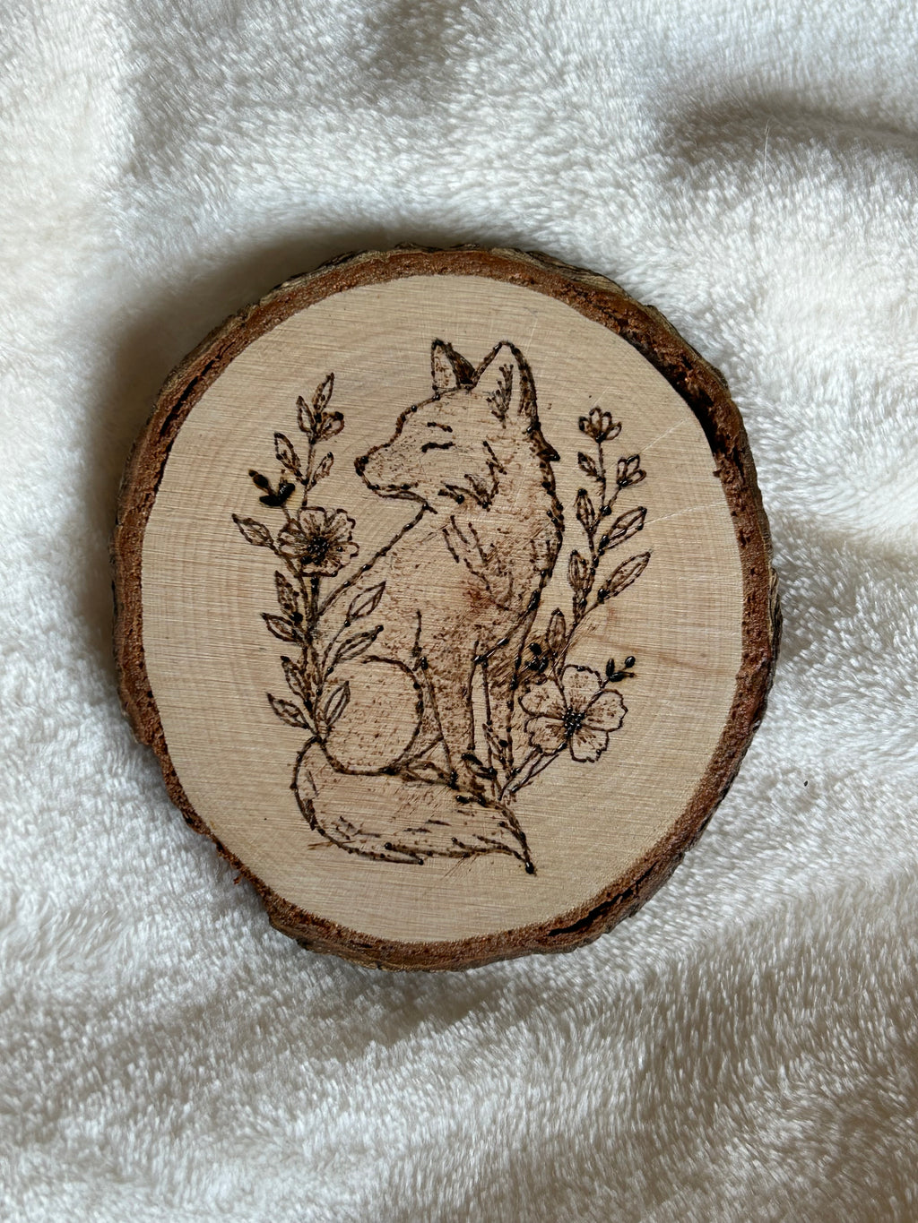 Duo de dessous de verre renard en bois